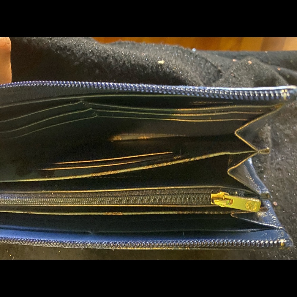 LONGCHAMP VTG CROC NAVY BLUE ACCORDION STYLE ZIPPED Wallet GORG RARE DISTRESSED - Picture 11 of 11